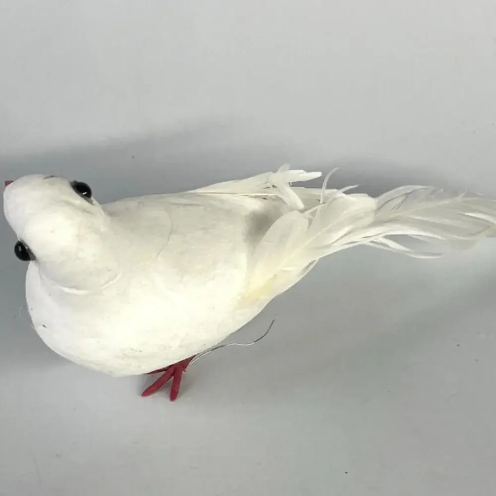 Vintage White Feathered Dove Bird‎ Christmas Tree Ornament 9